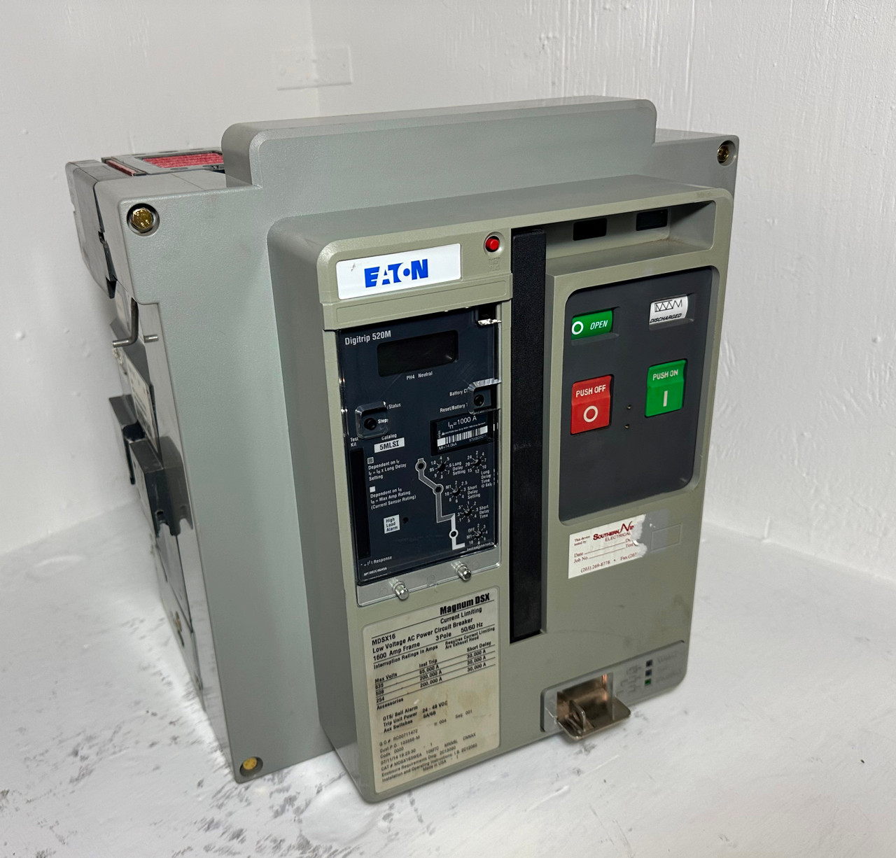 Eaton MDSX16 1600A LSI Magnum DSX Circuit Breaker w/ 1000 Amp Trip